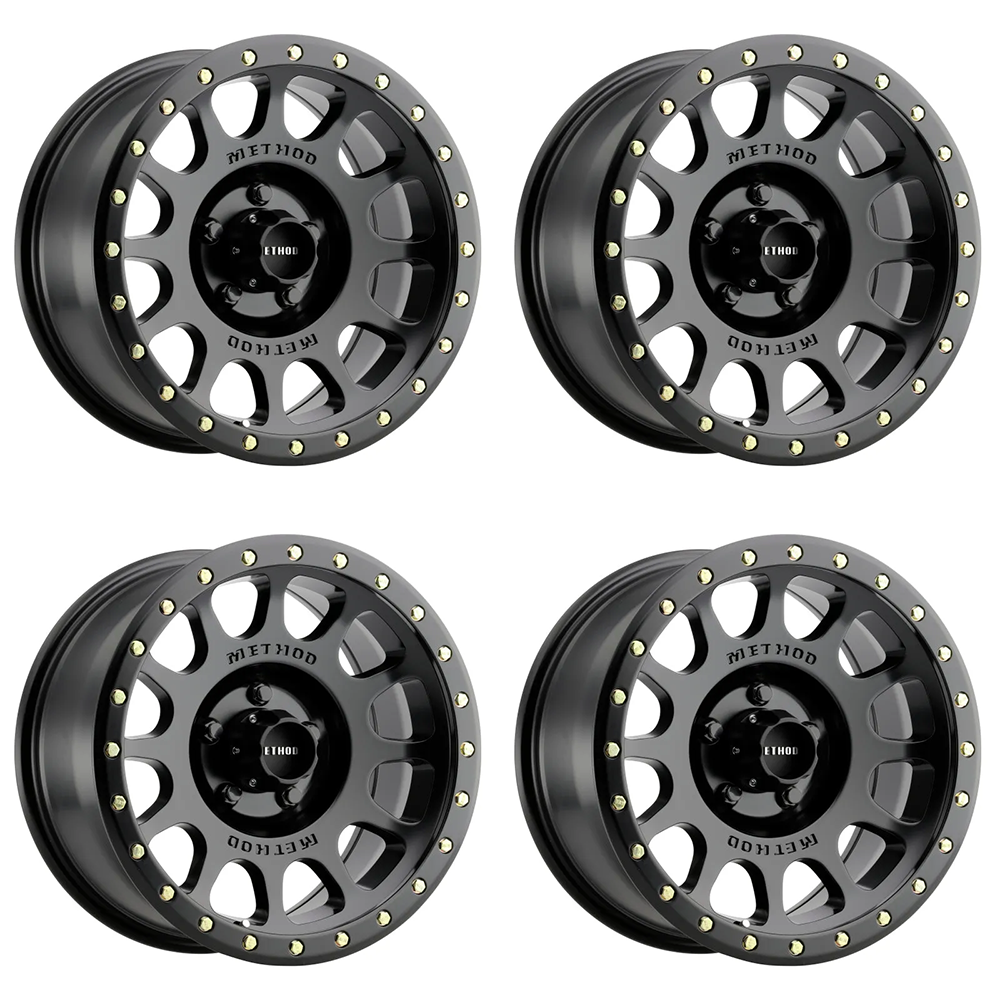 (set of 4) Method MR305 NV Matte Black | 20x10" -18mm | 5x5in Wheel
