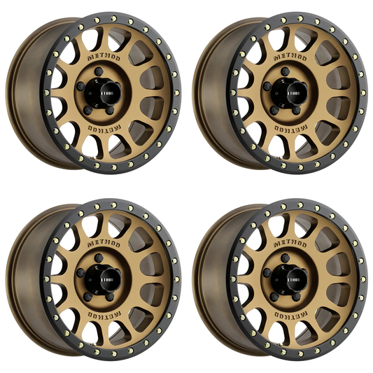 (set of 4) Method MR305 NV Bronze - Matte Black Lip | 17x8.5" +0mm | 5x5in Wheel