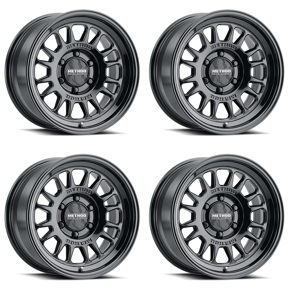 (set of 4) Method MR318 Gloss Black | 18x8.5" +35mm | 6x135mm Wheel