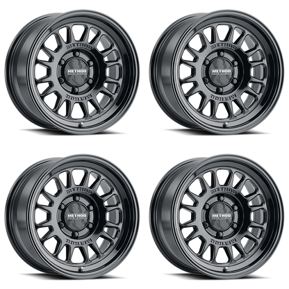 (set of 4) Method MR318 Gloss Black | 18x8.5" +35mm | 6x135mm Wheel