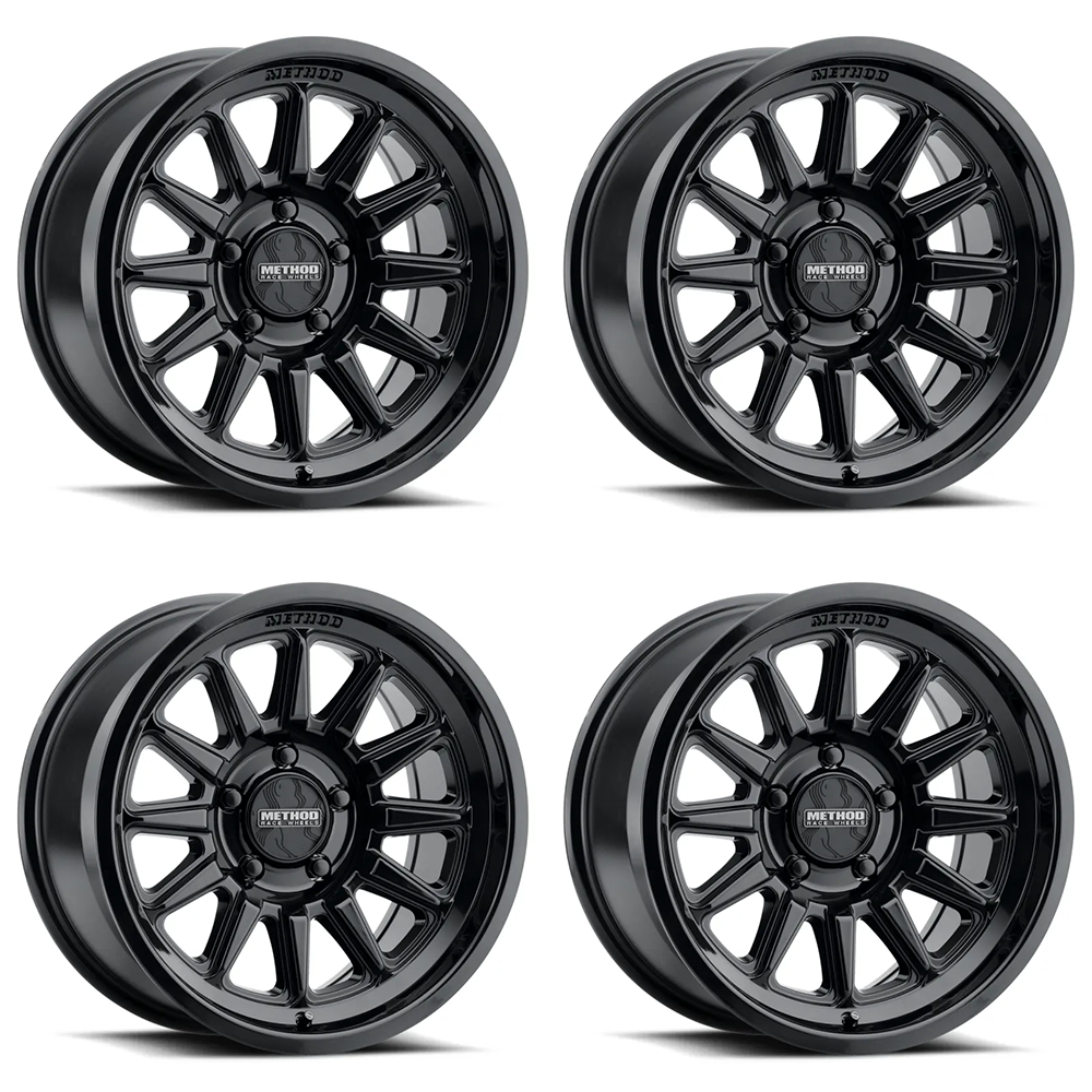 (set of 4) Method MR323 Gloss Black | 18x9" +12mm | 8x6.5in Wheel
