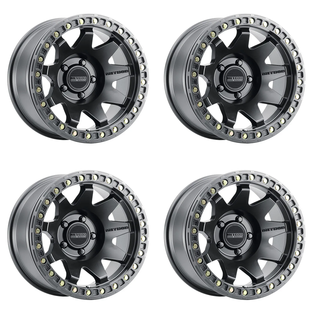 (set of 4) Method MR108 Beadlock Matte Black | 17x9" -44mm | 5x5in Wheel