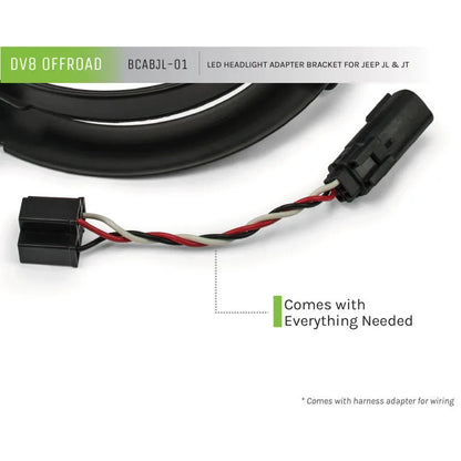 DV8 Offroad Jeep JL/Gladiator 7in Headlight Adapter Kit | Plug & Play, Adjustable (BCABJL-01)