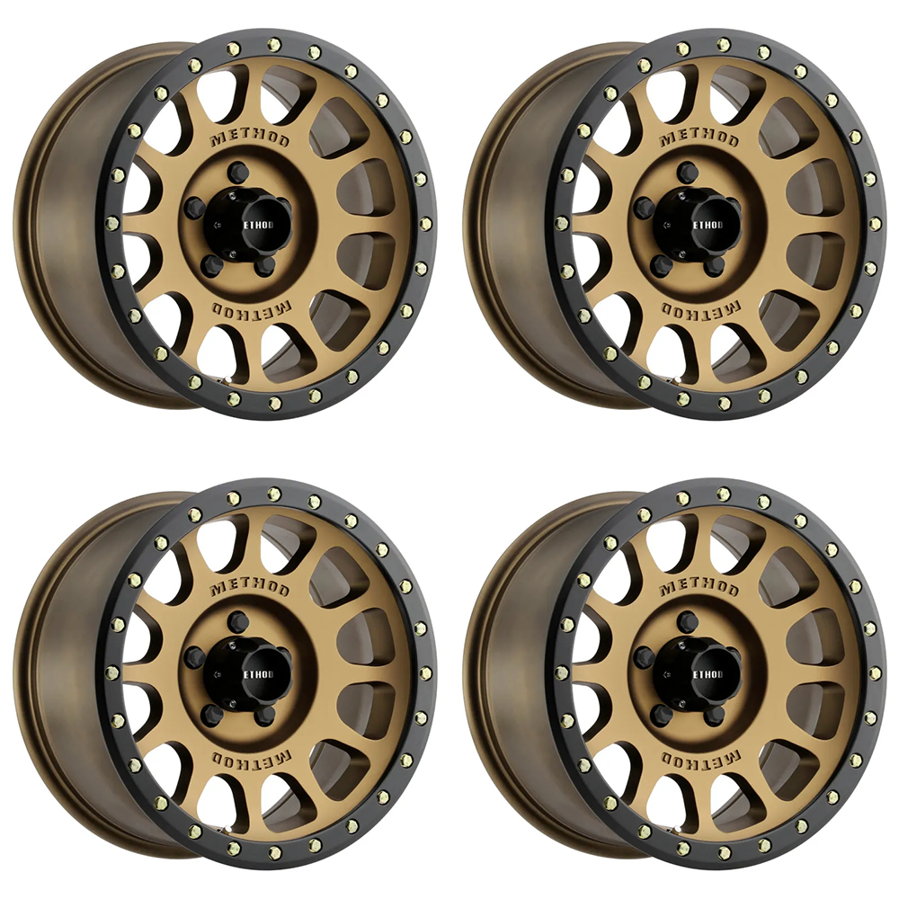(set of 4) Method MR305 NV Bronze - Matte Black Lip | 17x8.5" +0mm | 5x150mm Wheel