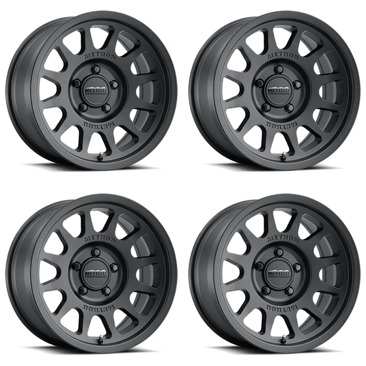 (set of 4) Method MR703 Matte Black | 16x6" +68mm | 5x130mm Wheel