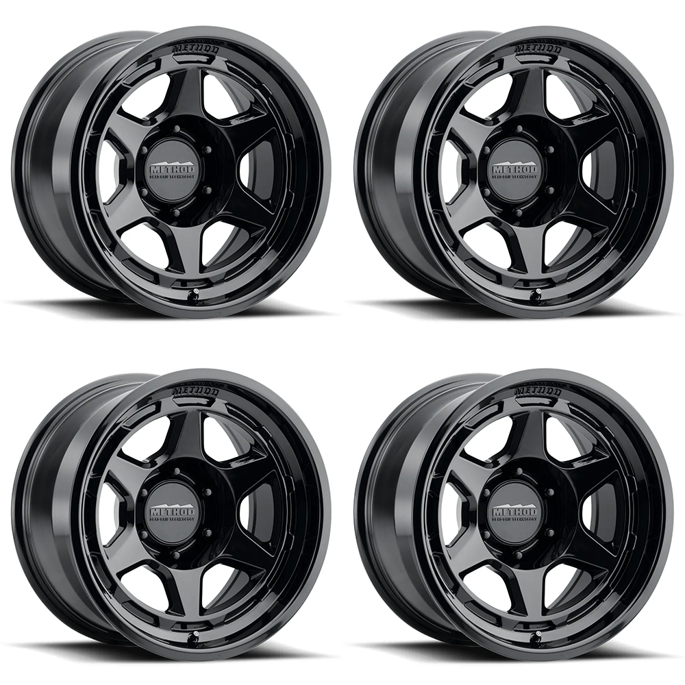 (set of 4) Method MR708 Gloss Black | 17x9" -38mm | 6x135mm Wheel