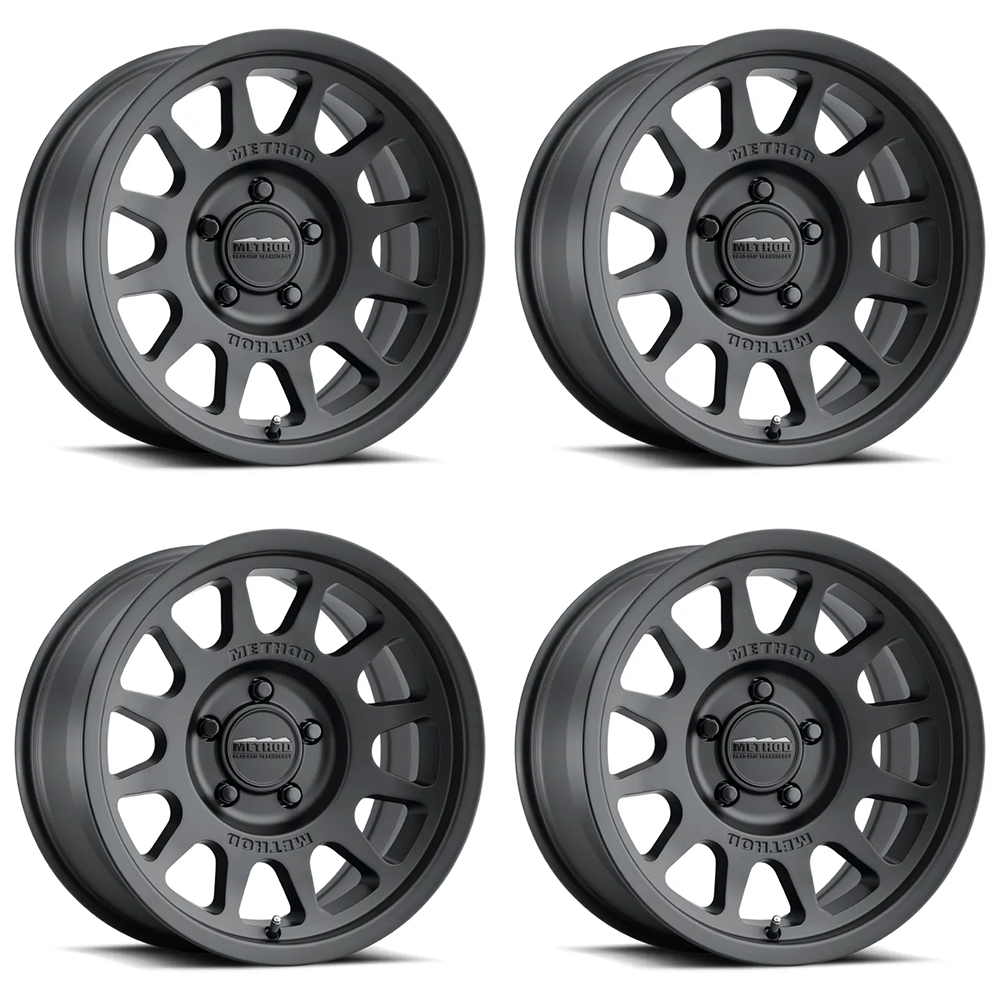(set of 4) Method MR703 Matte Black | 17x8.5" +25mm | 5x5in Wheel