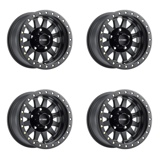 (set of 4) Method MR304 Double Standard Matte Black | 15x8" -24mm | 5x5.5in Wheel