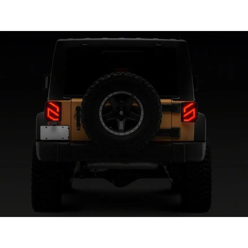 Raxiom 07-18 Jeep Wrangler JK Axial Trident LED Tail Lights | Black/Clear (J173719)