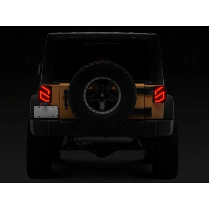 Raxiom 07-18 Jeep Wrangler JK Axial Trident LED Tail Lights | Black/Clear (J173719)