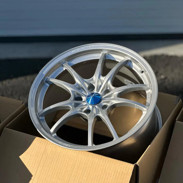 Mugen MF10 17x8.5 +40 5x114.3 Silver Wheels for your Honda or