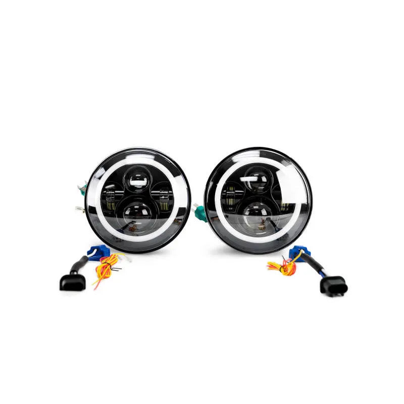 DV8 Offroad 07-18 Jeep JK LED Projector Headlights w/ Halo | Jeep Wrangler (07-18) (HL7JK-02)