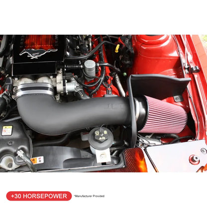 JLT 05-09 Ford Mustang GT Series 3 Black Textured Cold Air Intake Kit w/Red Filter - Tune Req