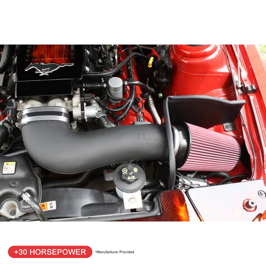 JLT 05-09 Ford Mustang GT Series 3 Black Textured Cold Air Intake Kit w/Red Filter - Tune Req