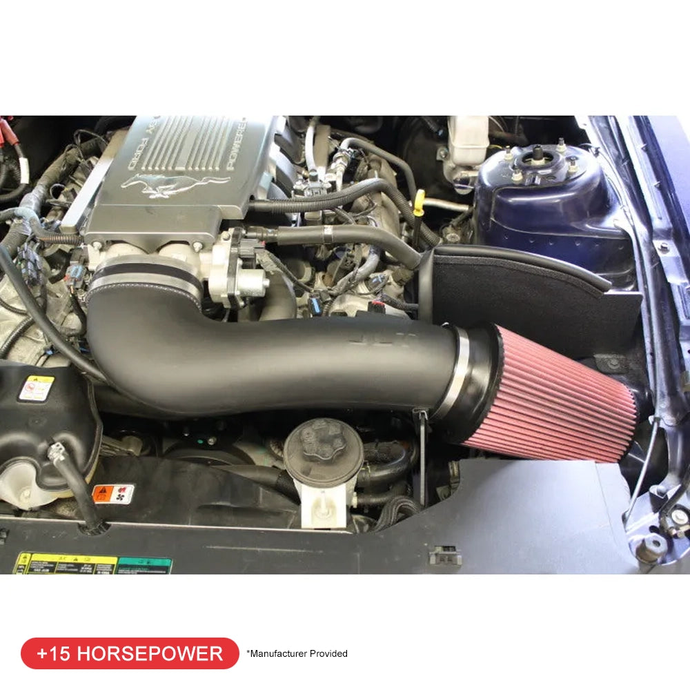 JLT 2010 Ford Mustang GT Black Textured Series 3 Cold Air Intake Kit w/Red Filter - Tune Req
