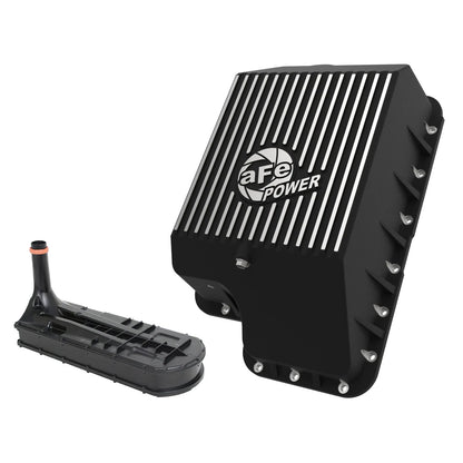 aFe Pro Series Transmission Pan w/ Machined Fins Black | Ford 03-10 V8 6.0/6.4L (46-70122-1)