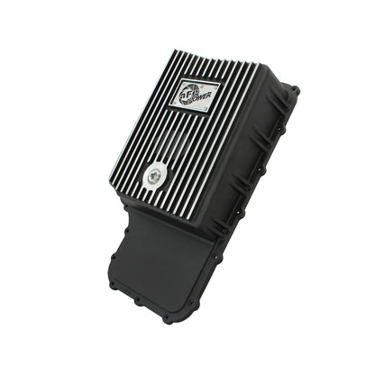 aFe Pro Series Transmission Pan Black w/ Machined Fins | Ford 11-14 V8 6.7L (46-70182)