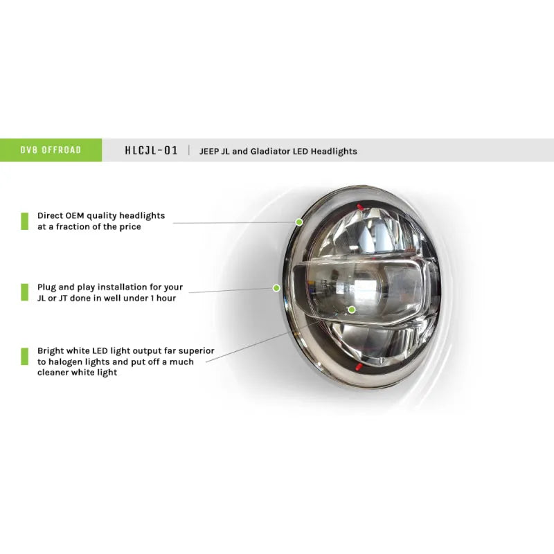 DV8 Offroad LED Projector Headlights | Jeep Wrangler/Gladiator (18-26) (HLCJL-01)