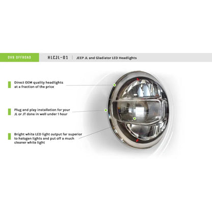 DV8 Offroad LED Projector Headlights | Jeep Wrangler/Gladiator (18-26) (HLCJL-01)