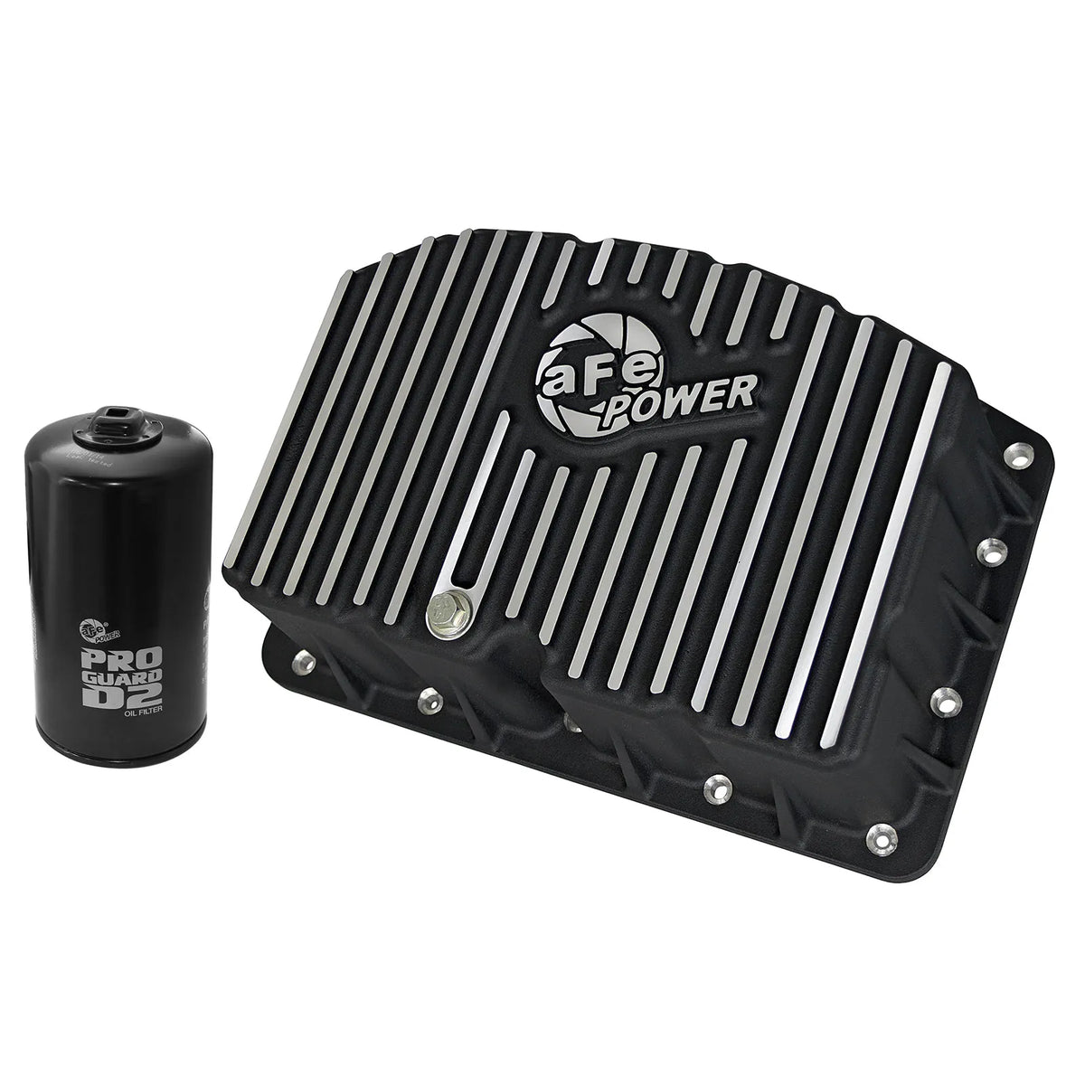 aFe Pro Series Engine Oil Pan Black w/ Machined Fins | Ford Powerstroke V8-6.7L (11-16) (46-70322)
