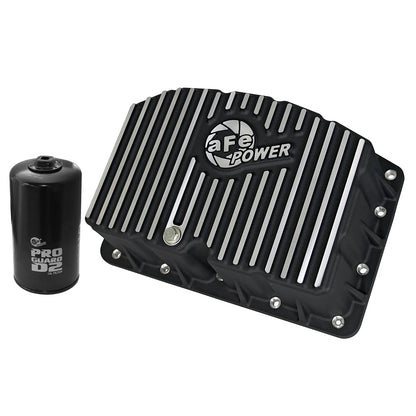 aFe Pro Series Engine Oil Pan Black w/ Machined Fins | Ford Powerstroke V8-6.7L (11-16) (46-70322)