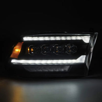 AlphaRex 09-18 Dodge Ram 2500 NOVA LED Proj Headlights Plank Style Black (880555)