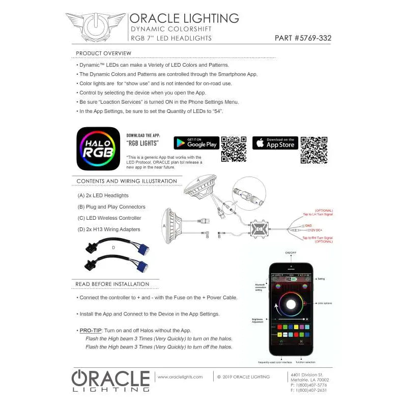 Oracle 7in. LED Headlights | Jeep Wrangler JL/Gladiator JT (07-26) (5769J-332)