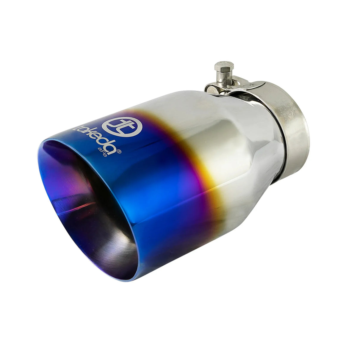 aFe Takeda SS Clamp-On Exhaust Tip 2.5in Inlet / 4in Outlet Blue Flame | Universal (49T25404-L07)