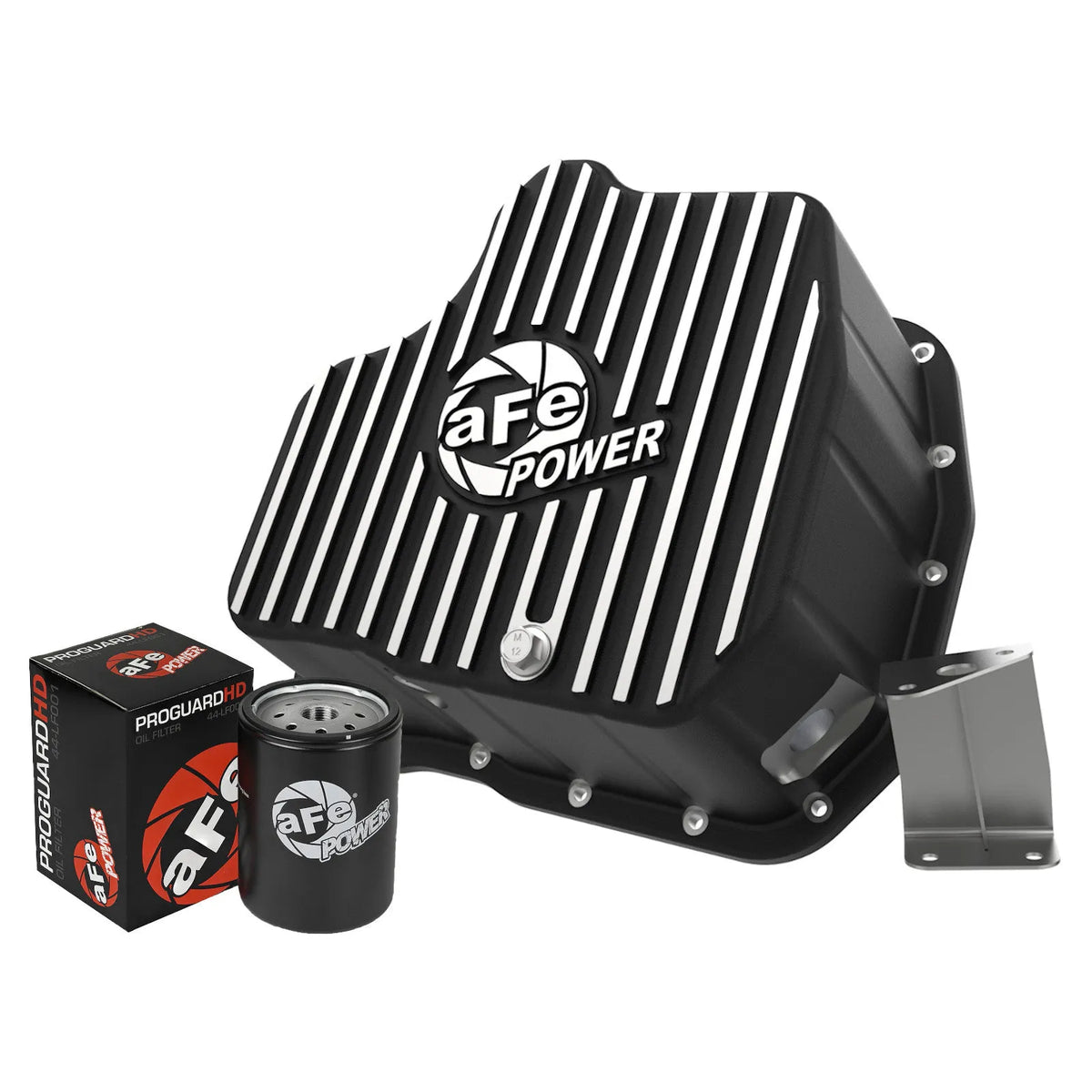 aFe Pro Series Engine Oil Pan Black w/ Machined Fins | GM Diesel Trucks V8-6.6L (01-10) (46-71070B)