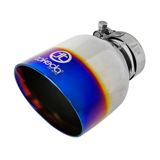 aFe Takeda SS Clamp-On Exhaust Tip 2.5in Inlet / 4.5in Outlet Blue Flame | Universal (49T25454-L07)