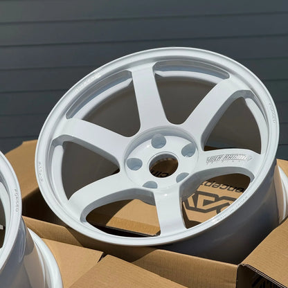 Volk Racing TE37 Saga S-Plus 18x10 +25, 18x11 +34 5x120 Dash White (SET)