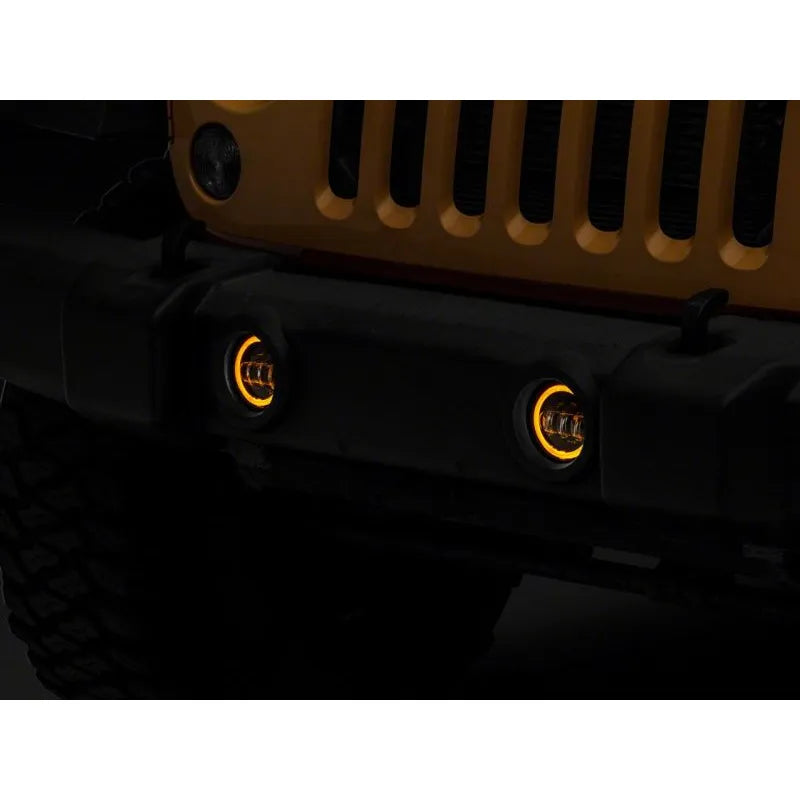 Raxiom 07-18 Jeep Wrangler JK Axial LED Fog Lights w/ Amber Halos | JK (J141994)