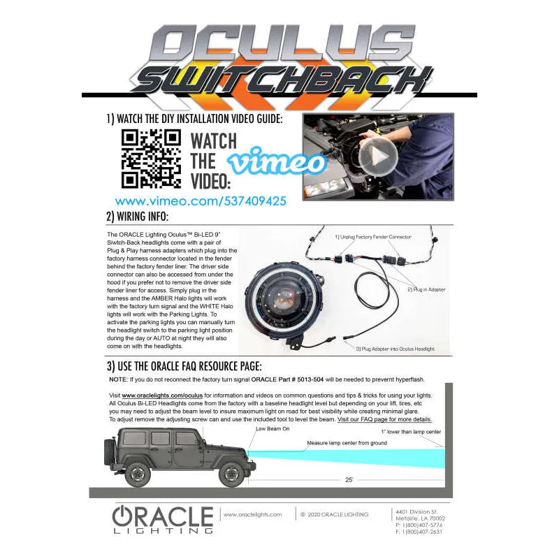 Oracle JL/Gladiator Oculus Bi-LED Projector Headlights | Jeep JK/JL/Gladiator (5839-023)