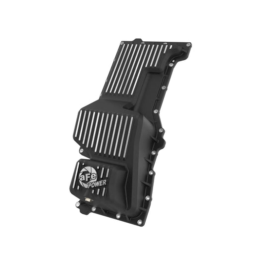 aFe 46-71440B Oil Pan L6 3.0L Black Machined Fins GM Trucks 20-25
