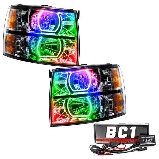 Oracle 07-13 Chevy Silverado SMD HL - Black Square ColorSHIFT w/ BC1 (8189-335)