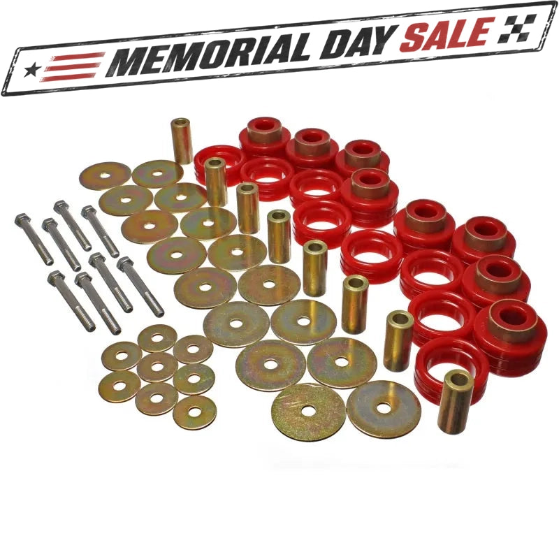 Energy Suspension Body Mount Set Inc. Hardware - Red