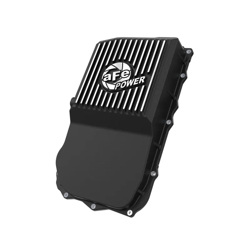 aFe 18-25 Jeep Wrangler JL V6 Transmission Pan - Black w/ Machined Fins