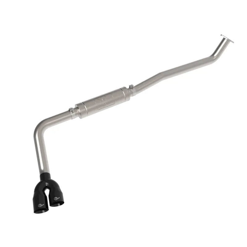 aFe Rebel Series 3in 304 Stainless Middle-Side Exit Exhaust Black Tips Toyota Hilux 15-26 L4-2.4/2.8