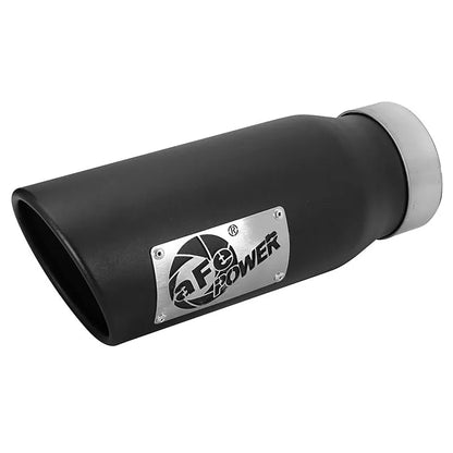 aFe MACH Force-Xp Universal Exhaust Tip 3-1/2ININ x 4-1/2IN Outlet x 12IN Black Left Side Exit