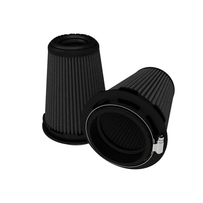aFe Momentum Intake Air Filter w/Black Pro 5R (Pair) 3-1/2IN F x 5IN B x 3-1/2IN T (Inverted) x 6IN