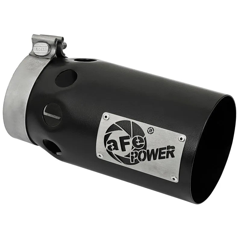 aFe Rebel XD Series Universal Exhaust Tip 4 IN Inlet x 5 IN Outlet x 10 IN L- Black Right Side Exit