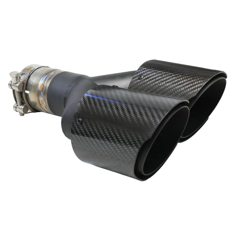 aFe Takeda 2.5in 304 Stainless Steel Clamp-on Exhaust Tip Passenger Side 2.5in Inlet 4inDual-Carbon