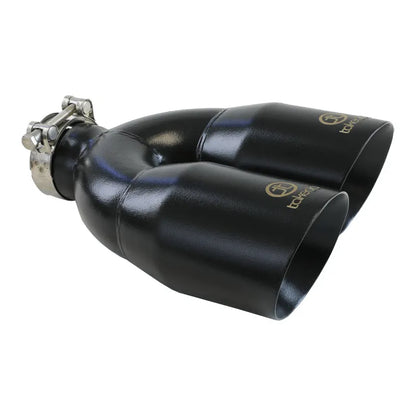 aFe Takeda 2.5in 304 Stainless Steel Clamp-on Exhaust Tip Passenger Side 2.5in Inlet 4inDual - Black