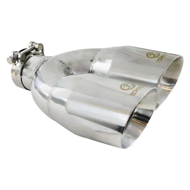 aFe Takeda 2.5in 304 Stainless Steel Clamp-on Tip Passenger Side 2.5in Inlet 4inDual - Polished
