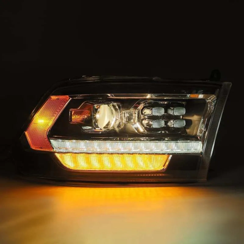 AlphaRex 09-18 Dodge Ram 2500HD LUXX LED Proj Headlights | Plank Style Black w/Seq Signal (880520)