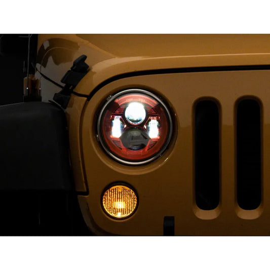 Raxiom 07-18 Jeep Wrangler JK 7-In LED Headlights | Red Housing / Clear Lens (J154701)