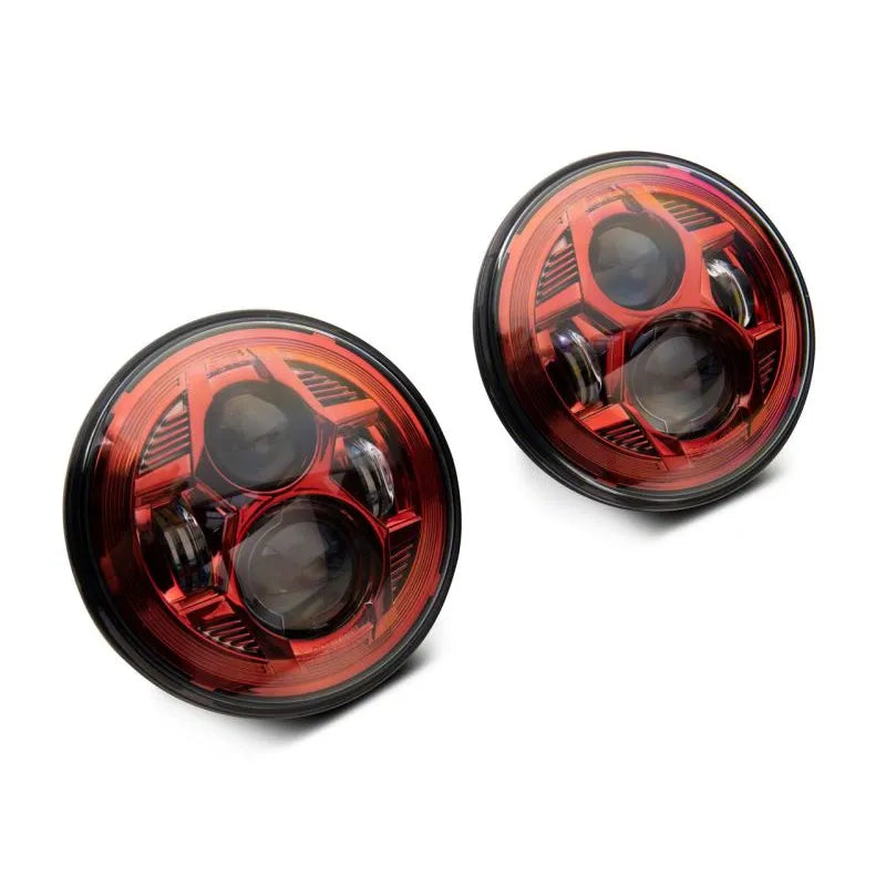 Raxiom 07-18 Jeep Wrangler JK 7-In LED Headlights | Red Housing / Clear Lens (J154701)