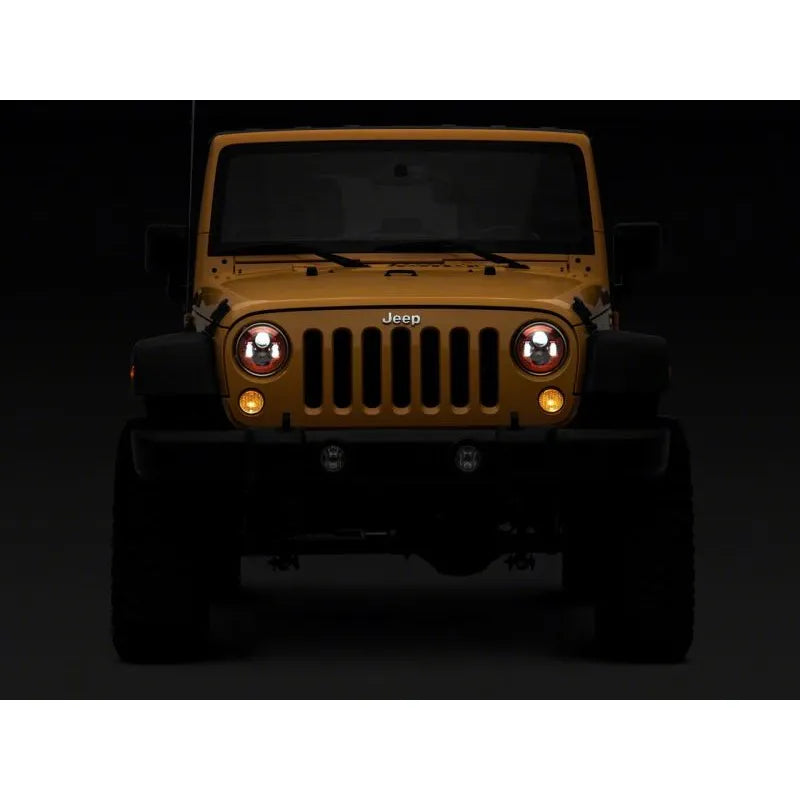 Raxiom 07-18 Jeep Wrangler JK 7-In LED Headlights | Red Housing / Clear Lens (J154701)