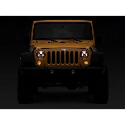 Raxiom 07-18 Jeep Wrangler JK 7-In LED Headlights | Red Housing / Clear Lens (J154701)