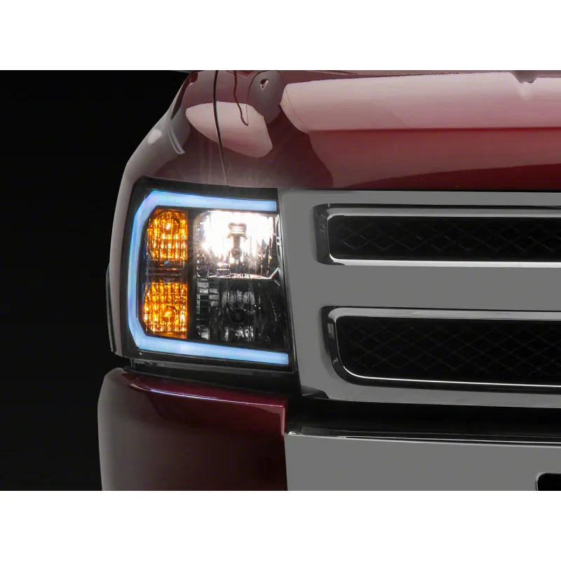 Raxiom 07-13 Chevy Silverado Axial Headlights w/ LED Bar- Black (S138003)